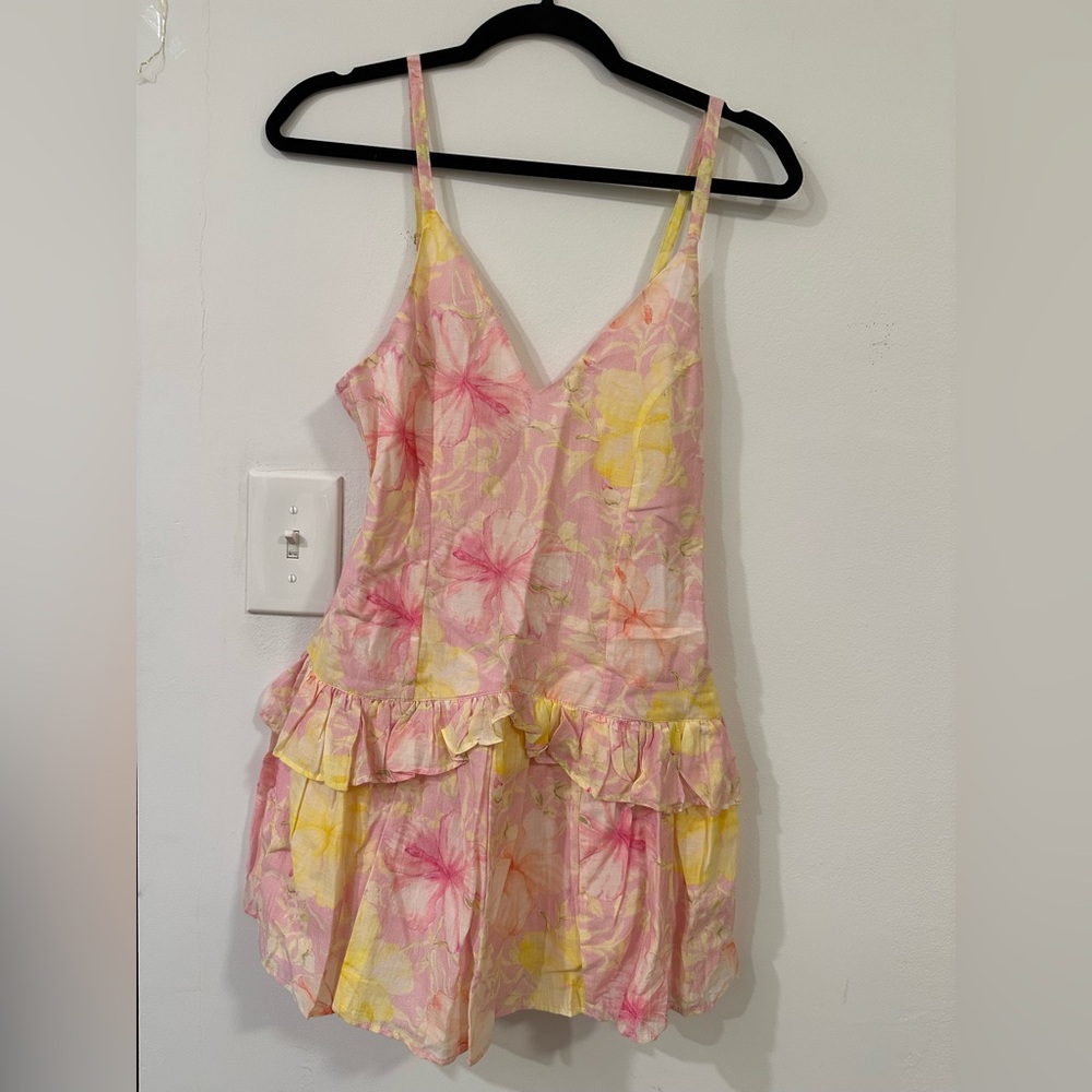 LoveShackFancy Pink and Yellow Floral Dress